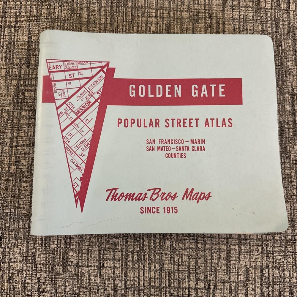 1977 Thomas Bros Maps Golden Gate Popular Street Atlas SF Marin San Mateo Color